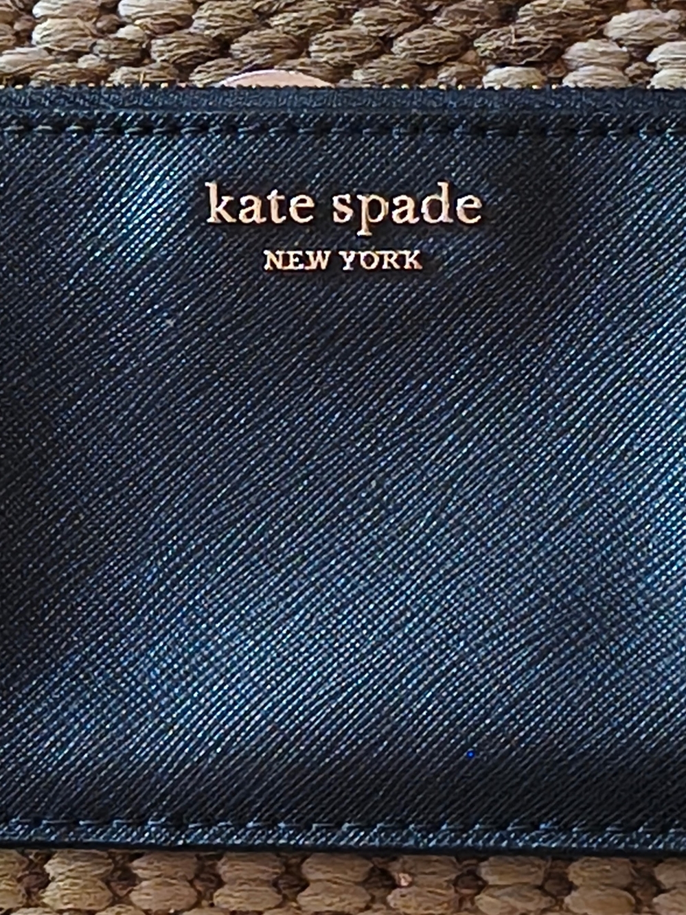 kate spade Black Saffiano Leather Wallet with Gold Logo